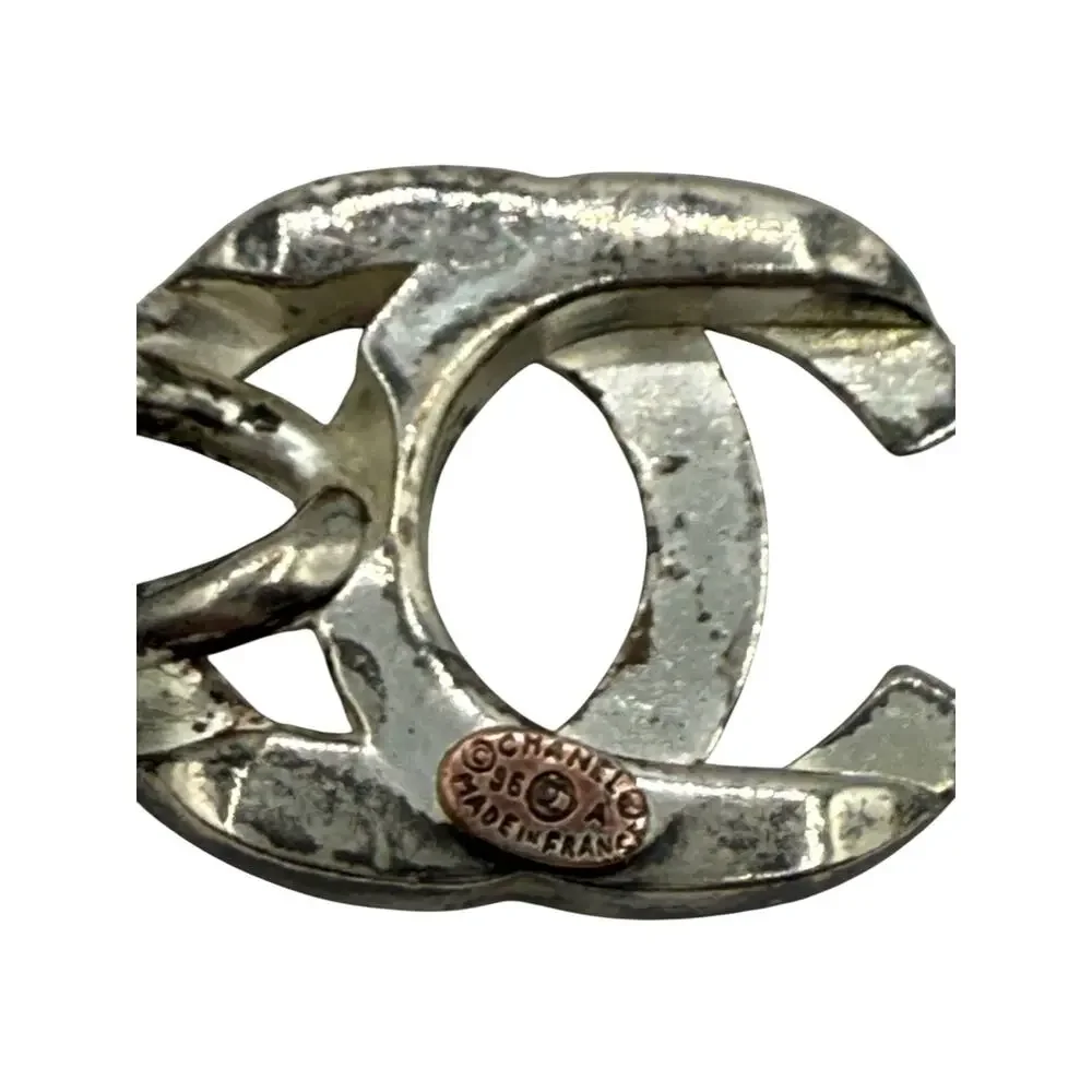 CHANEL Vintage 1996 Silver-Tone CC Turn Lock Chain Necklace